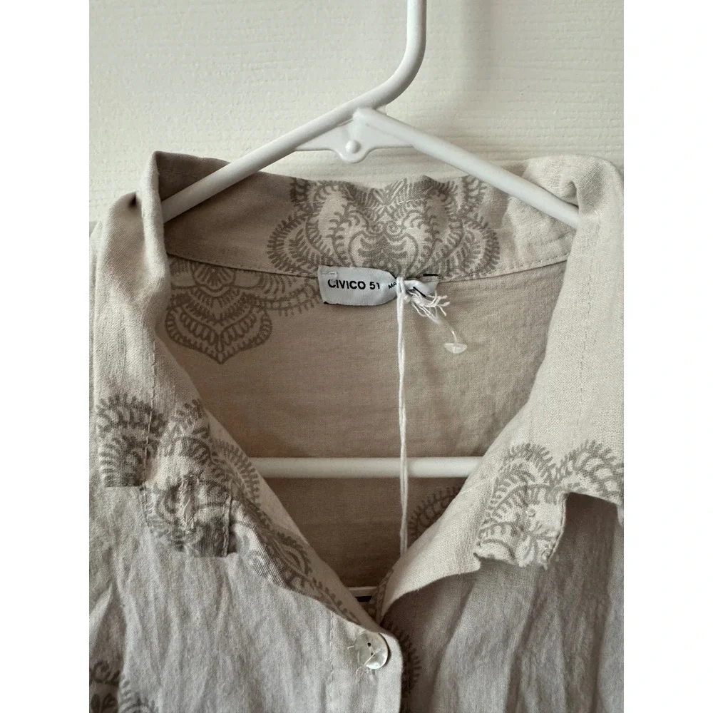 NWT CIVICO 51 Linen Blend Button Up Shirt Size Large‎